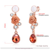 Maxbell Chic Floral Roses Flower Drop Earrings Czech Drill Alloy Jewelry Accessories