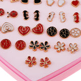 Maxbell 36 Pairs Enamel Gold Edge Assorted Ear Stud Earring Wholesale Girls Jewelry