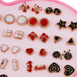 Maxbell 36 Pairs Enamel Gold Edge Assorted Ear Stud Earring Wholesale Girls Jewelry