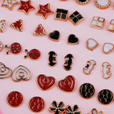 Maxbell 36 Pairs Enamel Gold Edge Assorted Ear Stud Earring Wholesale Girls Jewelry