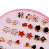 Maxbell 36 Pairs Enamel Gold Edge Assorted Ear Stud Earring Wholesale Girls Jewelry