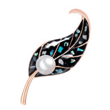 Maxbell Cute Pearl Leaf Shape Brooches Pins Women Clothes Jewelry Decoration