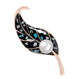 Maxbell Cute Pearl Leaf Shape Brooches Pins Women Clothes Jewelry Decoration