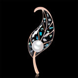 Maxbell Cute Pearl Leaf Shape Brooches Pins Women Clothes Jewelry Decoration