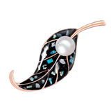 Maxbell Cute Pearl Leaf Shape Brooches Pins Women Clothes Jewelry Decoration