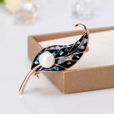 Maxbell Cute Pearl Leaf Shape Brooches Pins Women Clothes Jewelry Decoration