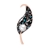 Maxbell Cute Pearl Leaf Shape Brooches Pins Women Clothes Jewelry Decoration