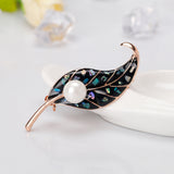 Maxbell Cute Pearl Leaf Shape Brooches Pins Women Clothes Jewelry Decoration