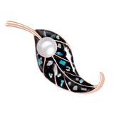 Maxbell Cute Pearl Leaf Shape Brooches Pins Women Clothes Jewelry Decoration