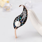 Maxbell Cute Pearl Leaf Shape Brooches Pins Women Clothes Jewelry Decoration