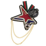 Maxbell Embroidery Sewing Star Badge Tassel Chain Fabric Brooch Pins Costume Jewelry