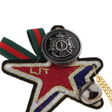 Maxbell Embroidery Sewing Star Badge Tassel Chain Fabric Brooch Pins Costume Jewelry