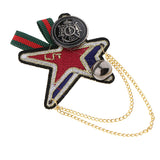 Maxbell Embroidery Sewing Star Badge Tassel Chain Fabric Brooch Pins Costume Jewelry