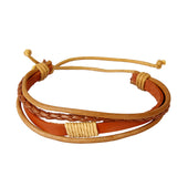 Maxbell Khaki Vintage Woven PU Leather Rope Bangle Braided Adjustable Bracelets Accessory