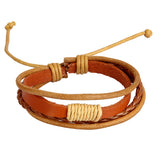 Maxbell Khaki Vintage Woven PU Leather Rope Bangle Braided Adjustable Bracelets Accessory