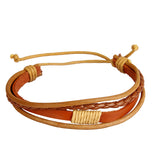 Maxbell Khaki Vintage Woven PU Leather Rope Bangle Braided Adjustable Bracelets Accessory