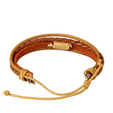 Maxbell Khaki Vintage Woven PU Leather Rope Bangle Braided Adjustable Bracelets Accessory
