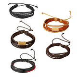 Maxbell Khaki Vintage Woven PU Leather Rope Bangle Braided Adjustable Bracelets Accessory