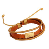 Maxbell Khaki Vintage Woven PU Leather Rope Bangle Braided Adjustable Bracelets Accessory