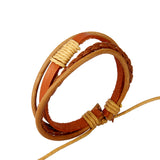 Maxbell Khaki Vintage Woven PU Leather Rope Bangle Braided Adjustable Bracelets Accessory
