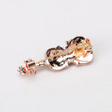 Maxbell Fashion Crystal Gold Violin Brooch Pin Wedding Party Jewelry Clothes Decor