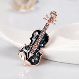 Maxbell Fashion Crystal Gold Violin Brooch Pin Wedding Party Jewelry Clothes Decor