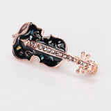 Maxbell Fashion Crystal Gold Violin Brooch Pin Wedding Party Jewelry Clothes Decor