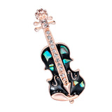 Maxbell Fashion Crystal Gold Violin Brooch Pin Wedding Party Jewelry Clothes Decor