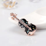 Maxbell Fashion Crystal Gold Violin Brooch Pin Wedding Party Jewelry Clothes Decor