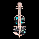 Maxbell Fashion Crystal Gold Violin Brooch Pin Wedding Party Jewelry Clothes Decor