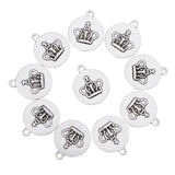 Maxbell 10 Pcs Vintage Punk Antique Silver Round Crown Alloy Pendant Necklace Crafts