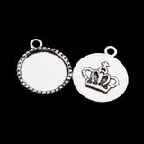 Maxbell 10 Pcs Vintage Punk Antique Silver Round Crown Alloy Pendant Necklace Crafts