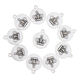 Maxbell 10 Pcs Vintage Punk Antique Silver Round Crown Alloy Pendant Necklace Crafts