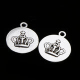 Maxbell 10 Pcs Vintage Punk Antique Silver Round Crown Alloy Pendant Necklace Crafts