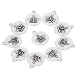 Maxbell 10 Pcs Vintage Punk Antique Silver Round Crown Alloy Pendant Necklace Crafts