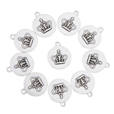 Maxbell 10 Pcs Vintage Punk Antique Silver Round Crown Alloy Pendant Necklace Crafts