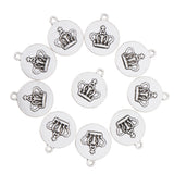 Maxbell 10 Pcs Vintage Punk Antique Silver Round Crown Alloy Pendant Necklace Crafts