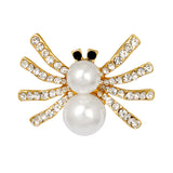 Maxbell Lovely Handmade Pearl Spider Black Eye Rhinestone Brooch Pin Insect Jewelry