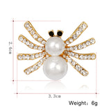 Maxbell Lovely Handmade Pearl Spider Black Eye Rhinestone Brooch Pin Insect Jewelry