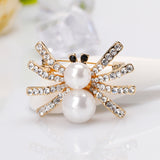 Maxbell Lovely Handmade Pearl Spider Black Eye Rhinestone Brooch Pin Insect Jewelry