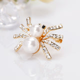 Maxbell Lovely Handmade Pearl Spider Black Eye Rhinestone Brooch Pin Insect Jewelry