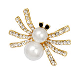 Maxbell Lovely Handmade Pearl Spider Black Eye Rhinestone Brooch Pin Insect Jewelry