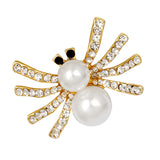 Maxbell Lovely Handmade Pearl Spider Black Eye Rhinestone Brooch Pin Insect Jewelry