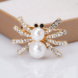 Maxbell Lovely Handmade Pearl Spider Black Eye Rhinestone Brooch Pin Insect Jewelry