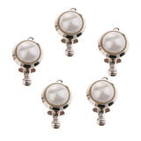 Maxbell 5 Pieces Round Locket with Imitation Pearl Clasp Connector DIY Jewelry Craft