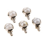 Maxbell 5 Pieces Round Locket with Imitation Pearl Clasp Connector DIY Jewelry Craft