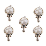 Maxbell 5 Pieces Round Locket with Imitation Pearl Clasp Connector DIY Jewelry Craft