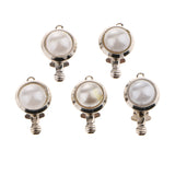 Maxbell 5 Pieces Round Locket with Imitation Pearl Clasp Connector DIY Jewelry Craft