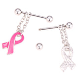 Maxbell 2pcs Ribbon Dangle NippleRing 14G (1.6mm) Stainless Steel Body Jewelry