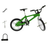 Maxbell 1:24 Scale Alloy Finger Bike Toy Mountain Bicycle Diecast Model w/Lock Wrench Desk Gadget Stocking Fillers –Green